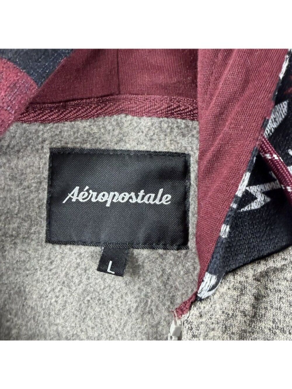 Aeropostale Aztec Full Zip Fleece Hooded Jacket Multicolor Men’s Size Large - Picture 3 of 7